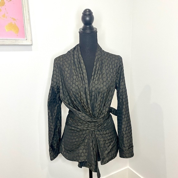 Farinaz Taghaui Tops - Farinaz Taghavi Black Polka Dot Long Sleeve Blouse